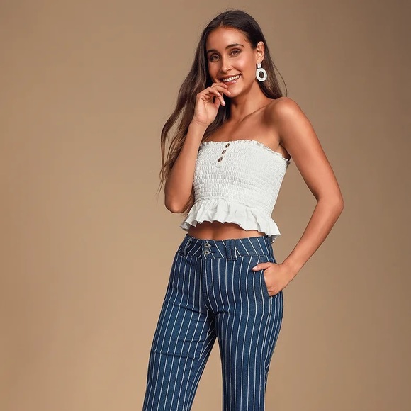 NWT Free People Ivory Smocked Tube Top, Small - Picture 3 of 4